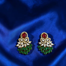 Emerald Blossom Statement Stud Earrings