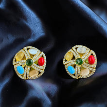 Navya Navratna Statement Stud Earrings