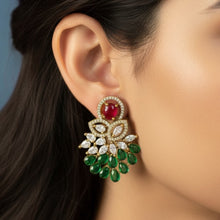 Emerald Blossom Statement Stud Earrings