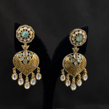 Rajsi Navratna Heart Chand Earrings