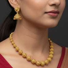Antique Golden Beaded Necklace with Jhumka Earrings