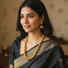 Antique Golden Beaded Necklace with Jhumka Earrings