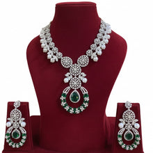 Luxury Emerald & American Diamond-Studded Set
