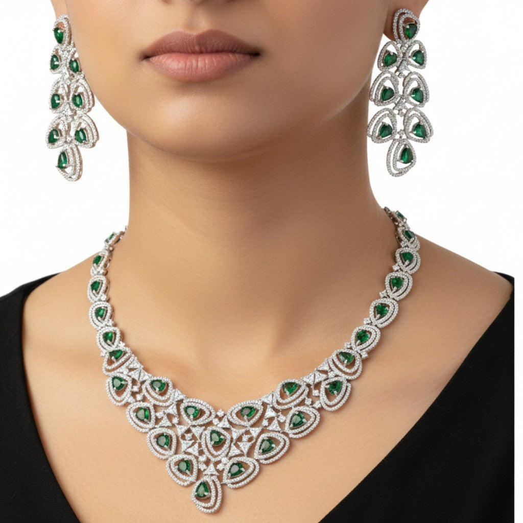 Emerald Cascade Teardrop Jewelry Set