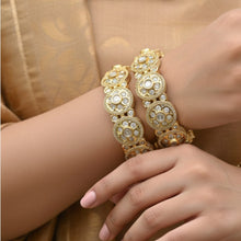 Antique Golden Kundan Floral Bangles