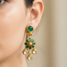 Rasika Emerald Floral Drop Earrings