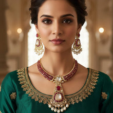 Royal Ruby Kundan Pearl Necklace Set