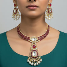 Royal Ruby Kundan Pearl Necklace Set