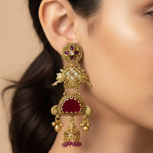 Antique Peacock Meenakari Jhumka Earrings