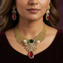Noor Jaal Emerald & Ruby Polki Necklace Set
