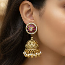 Ruby Blossom Heritage Jhumka Earrings