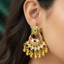 Rajwada Meenakari Crescent Earrings