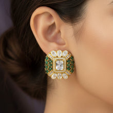 Emerald Royale Halo Stud Earrings