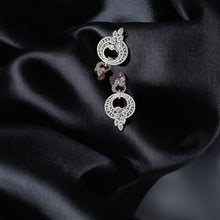 American Diamond-Studded Statement Earrings with Elegant Circular & Floral Motif