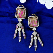 Royal Pink Crystal Dangle Earrings