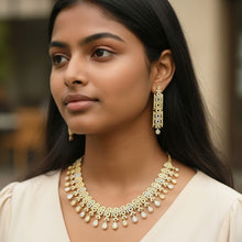 Gold-Toned American Diamond Necklace and Earring Set