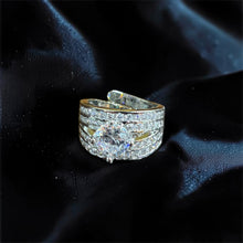 Royal Round-Cut CZ Gold Statement Adjustable Ring