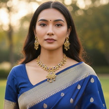 Floral Temple Coin Necklace Set with Kundan Highlights