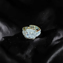 Royal Cushion-Cut CZ Gold Statement Adjustable Ring