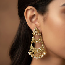 Triple Crescent Meenakari Earrings