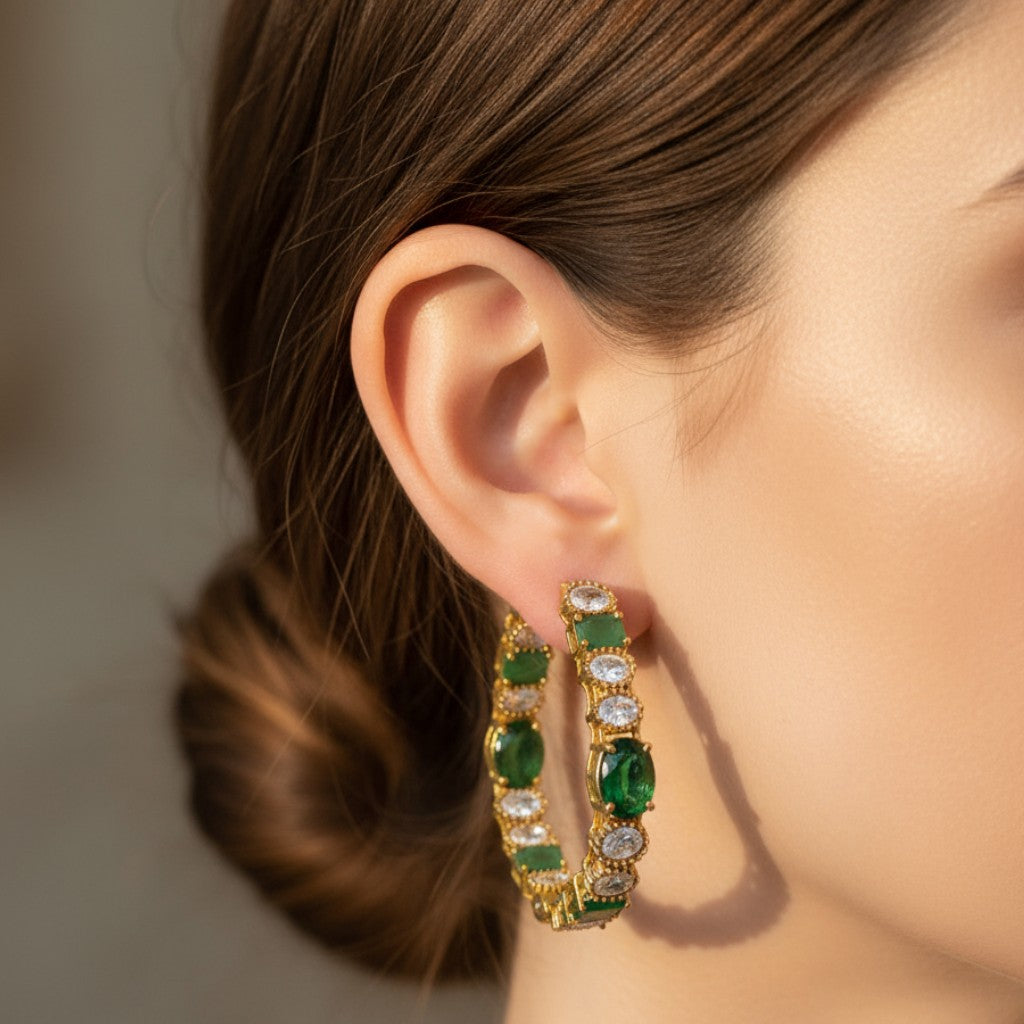 Emerald Royale Hoop Earrings