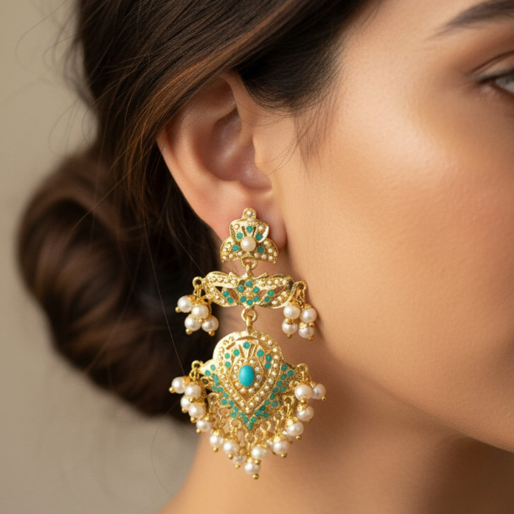 Royal Jadau Lotus Earrings