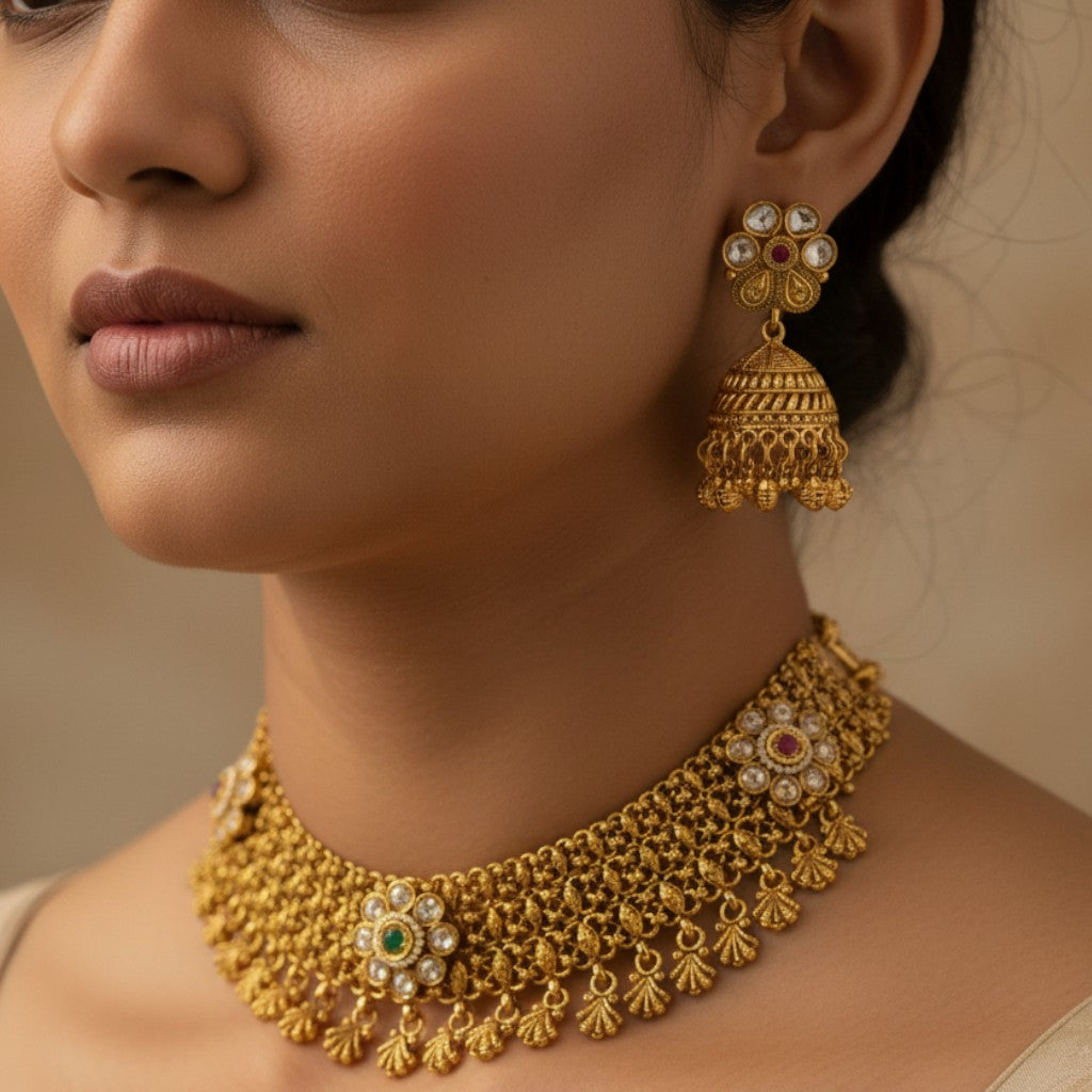 Nizam Gold Filigree Choker Set