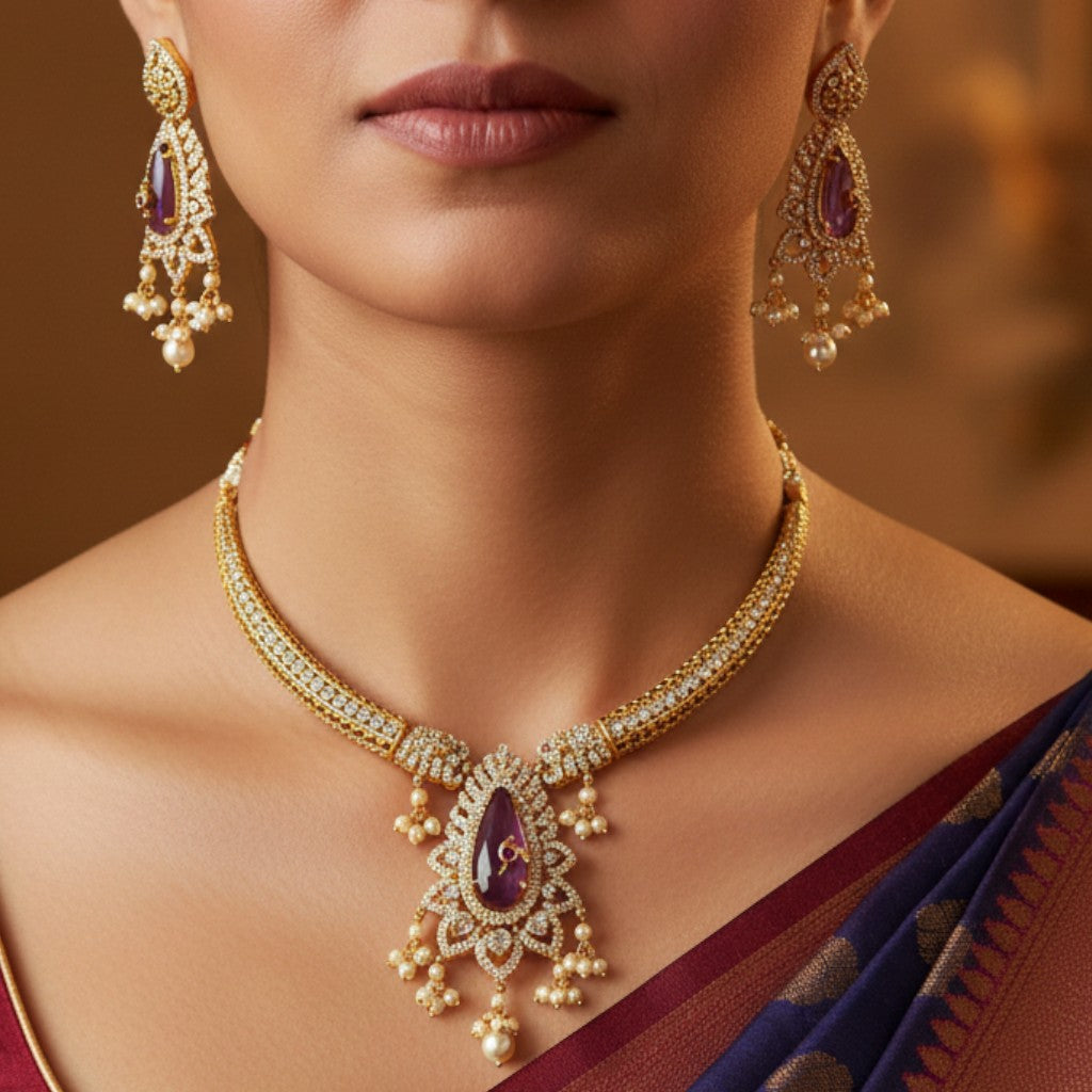 Royal Pearl Drop Necklace Set