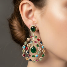 Regal Multi-Gem Chandbali Earrings