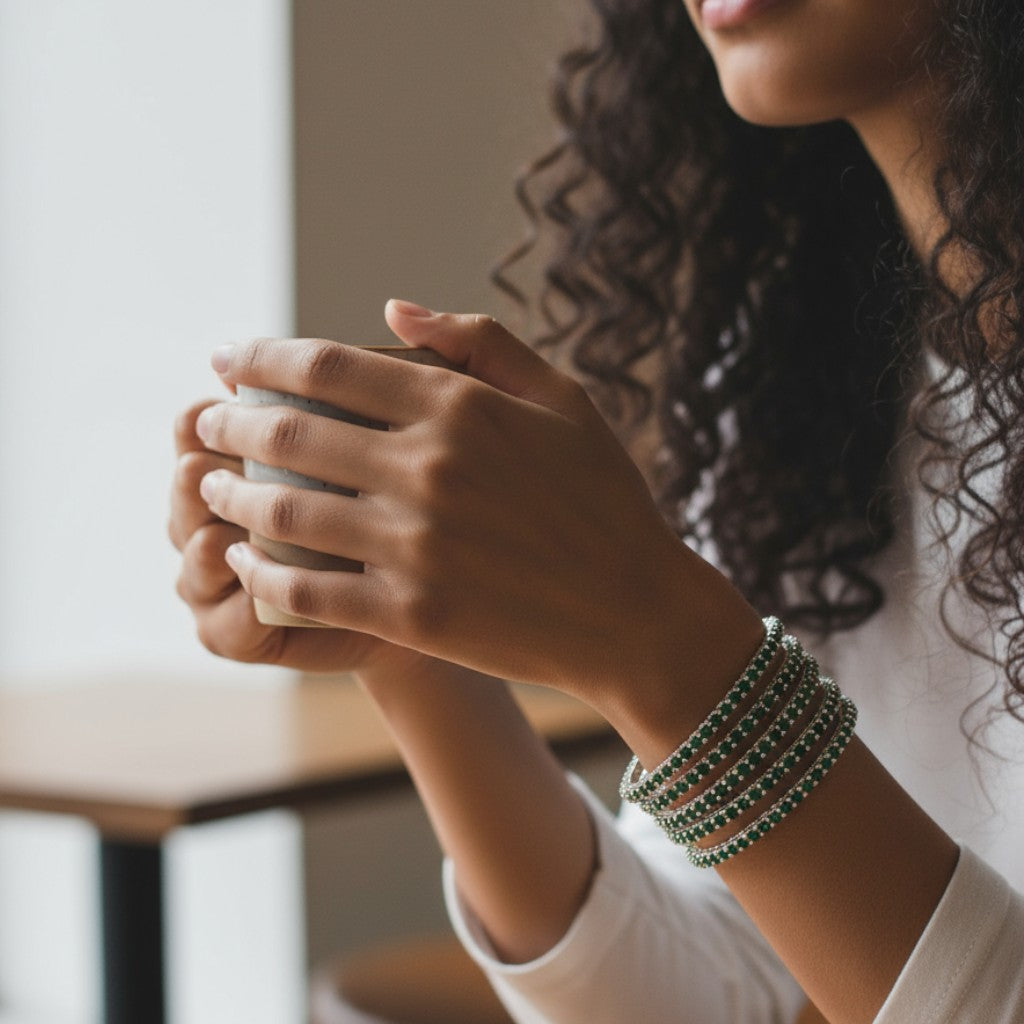 Emerald Sparkle Bangles Set