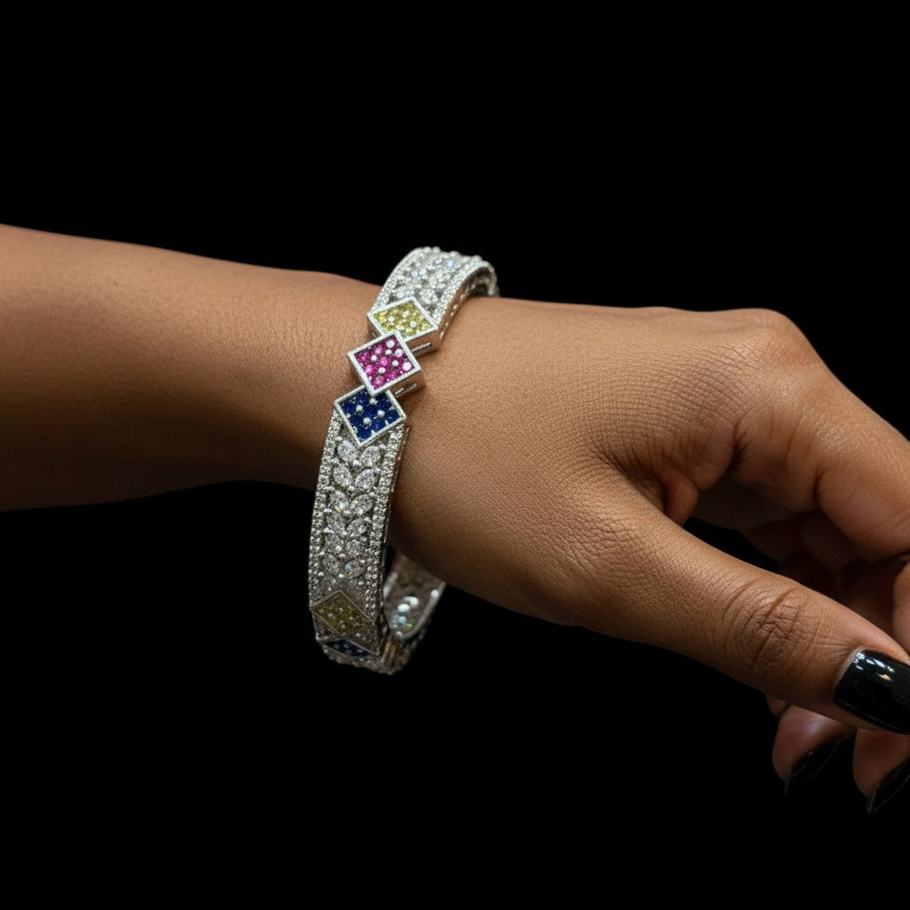 Prismatic American Diamond Cluster Bangles