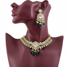 Green Emerald & Polki Style Choker Set