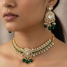Green Emerald & Polki Style Choker Set
