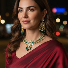 Green Emerald & Polki Style Choker Set