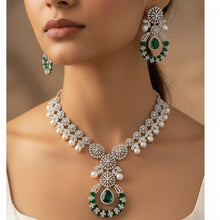 Luxury Emerald & American Diamond-Studded Set
