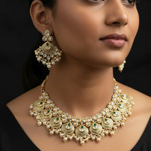 Antique Golden Green Polki Pearl Necklace Set
