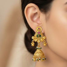 Vriksha Mayura Antique Jhumka Earrings