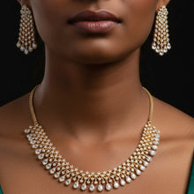 Gold-Toned Zircon Cascade Necklace Set