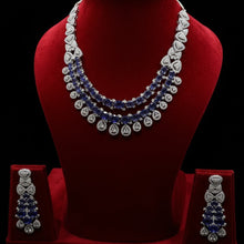 Royal Midnight Sapphire American Diamond Necklace Set