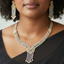 Radiant Cascade Golden American Diamond Set
