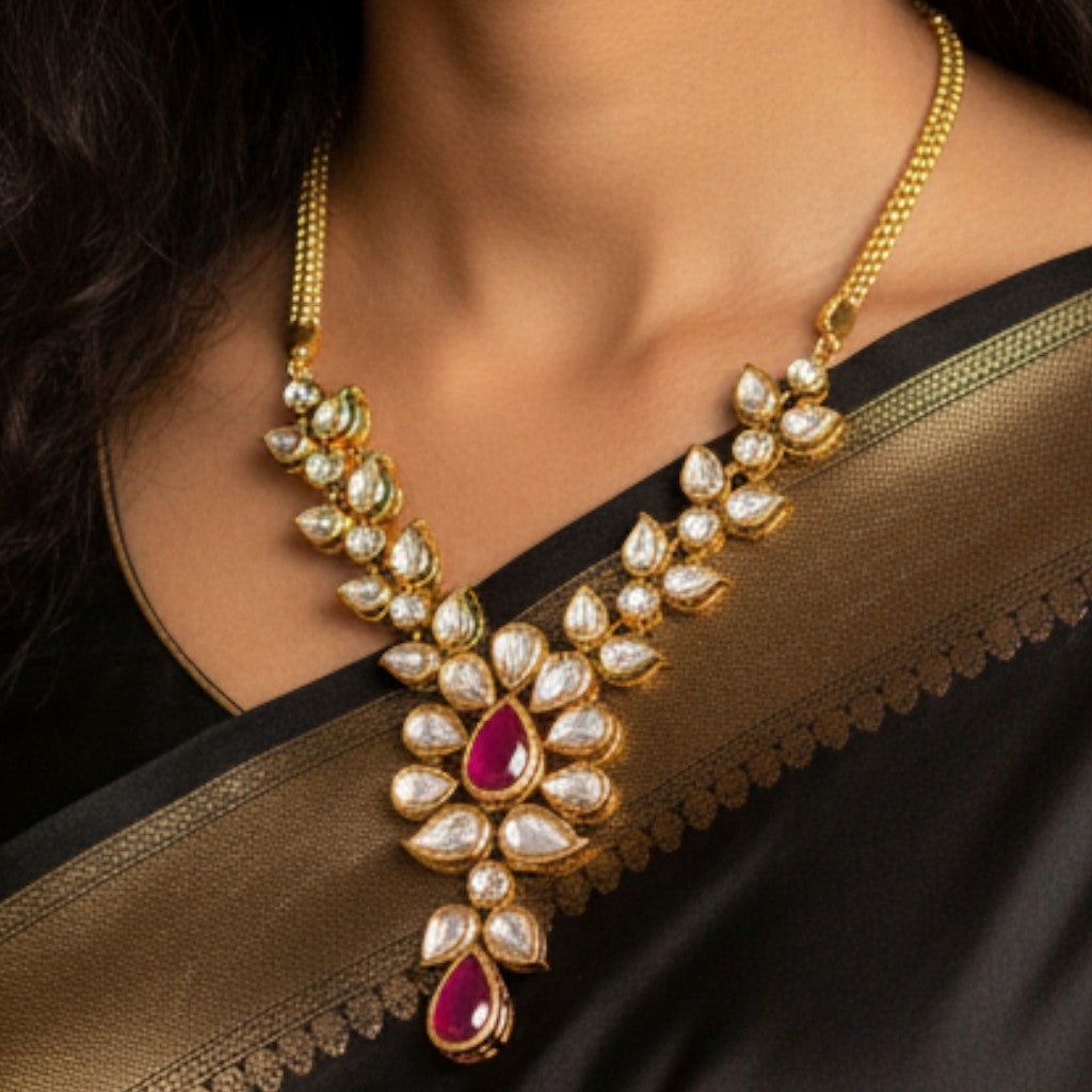 Ruby Elegance Taara Kundan Necklace Set