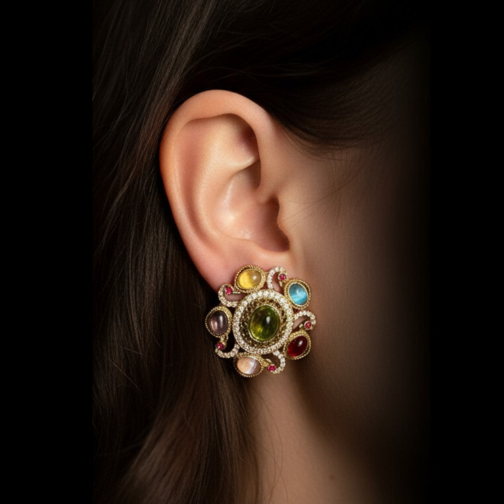 Regal Navratna Blossom Studs