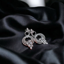 American Diamond-Studded Statement Earrings with Elegant Circular & Floral Motif