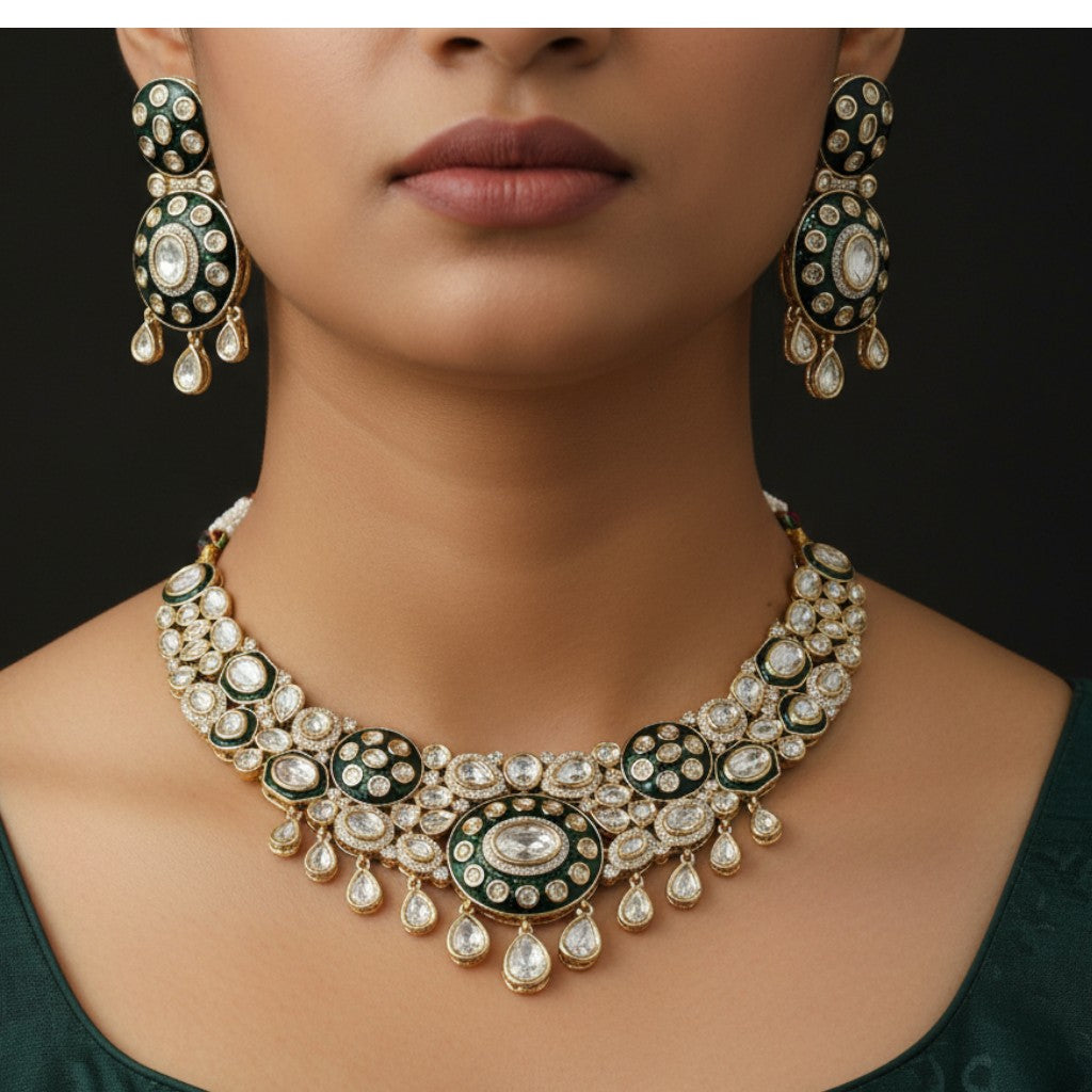 Regal Emerald Kundan Choker Set