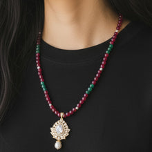 Elegant Pearl Drop AD Necklace Set