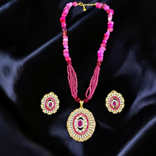 Ruby Halo Pendant Set