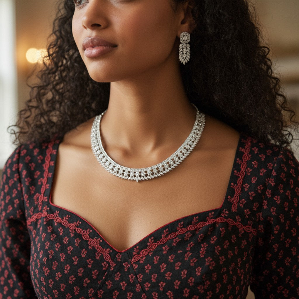 Elegant American Diamond Choker Necklace Set