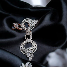 American Diamond-Studded Statement Earrings with Elegant Circular & Floral Motif