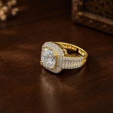 Royal Cushion-Cut CZ Gold Statement Adjustable Ring