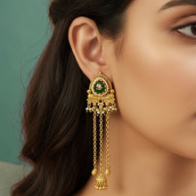 Emerald Rajsi Tassel Jhumka Earrings